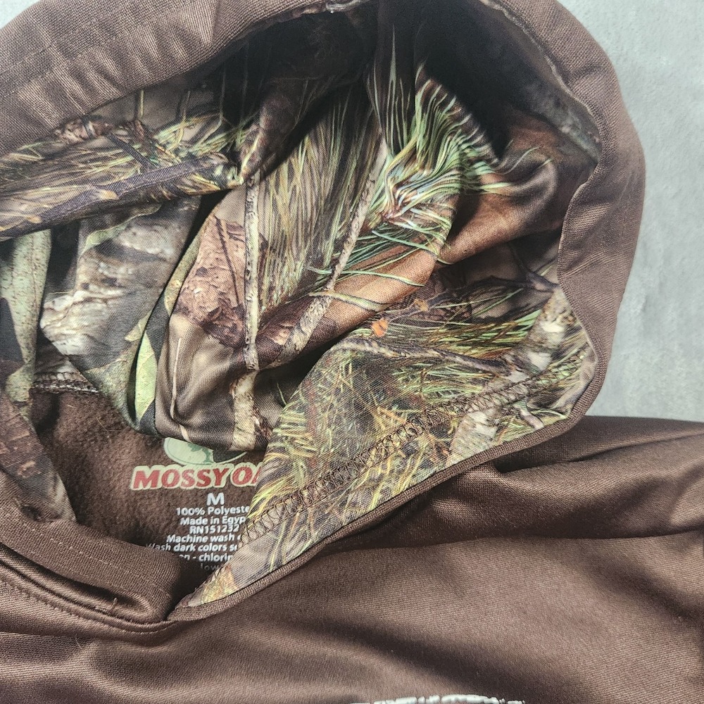 Mossy Oak Sweatshirt Hoodie Men's Size Medium American Flag Camo Hunting Brown - Picture 6 of 7